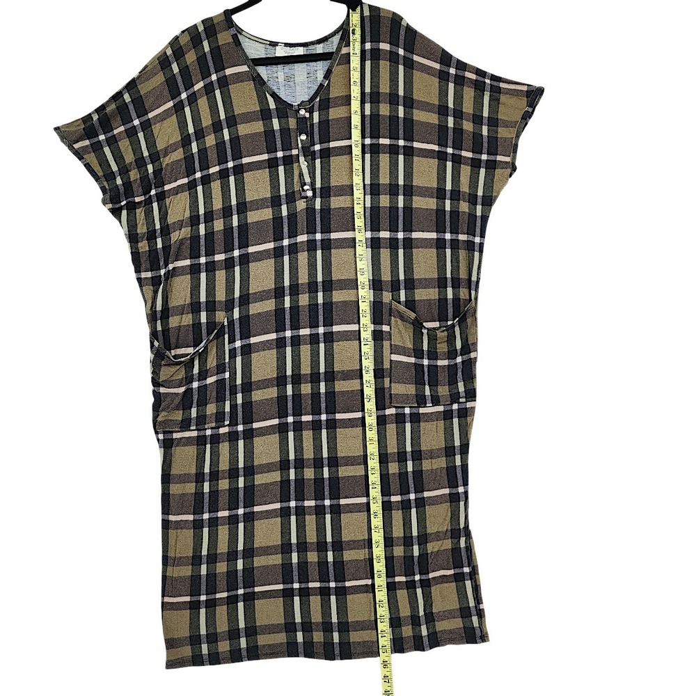 Dwell Slumber Cocoon Nightgown House Dress‎ OS Caftan Plaid Loungewear USA - Picture 6 of 12